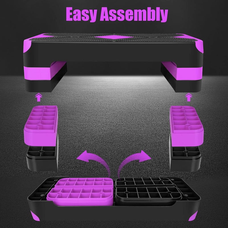 HooKung Adjustable Workout Aerobic Stepper in Fitness & Exercise Step Platform Trainer 3 settings adjustable height 4”-6”-8” - Image 3